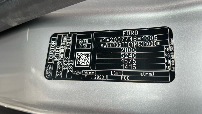 Ford Transit Custom 280 L1 Diesel Fwd 2.0 EcoBlue 130ps Low Roof Limited Van